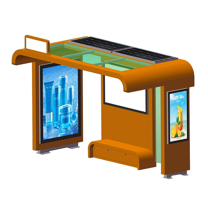 YR-BS-0006 Outdoor steel structure solar powered bus shelter with recharge socket YR-BS-0006