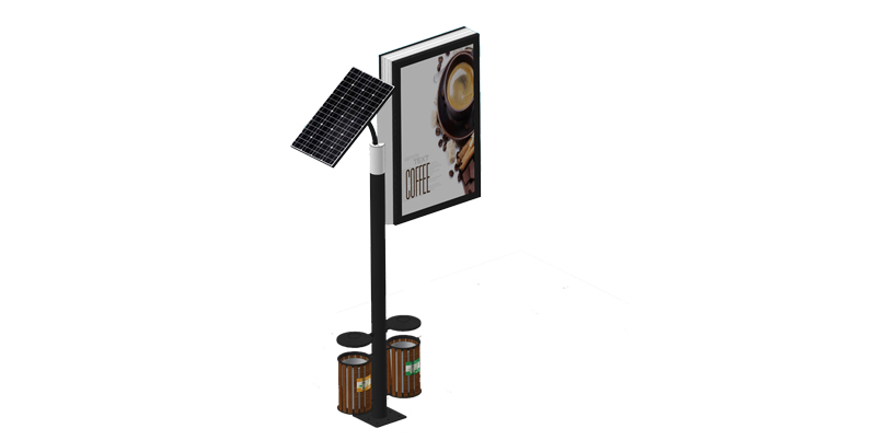 YEROO-Aluminum Light Box | Solar Double Sided Trash Bin Lamp Post City Light