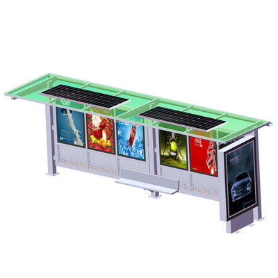 YR-BS-0015 Outdoor advertising metal solar power bus stop shelter