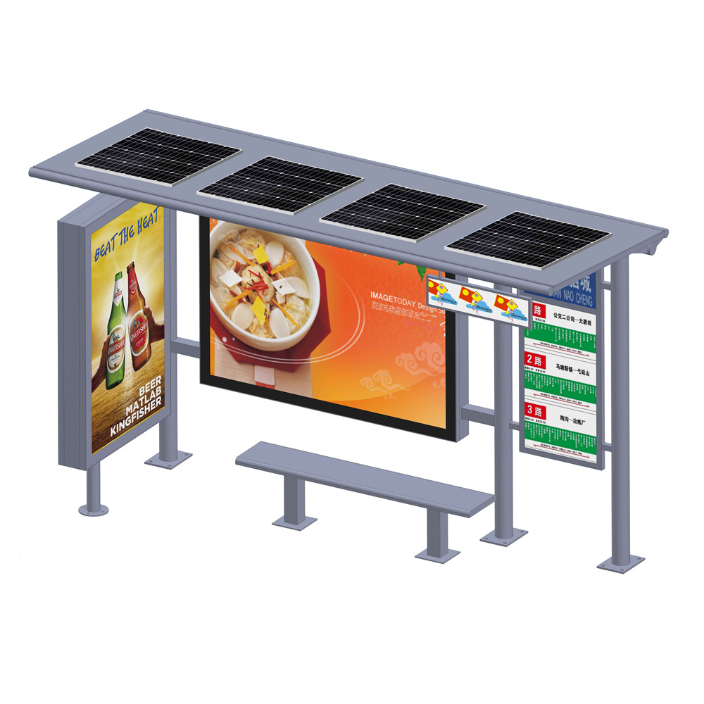 YR-BS-0017 Outdoor furniture advertising solar bus stop shelter