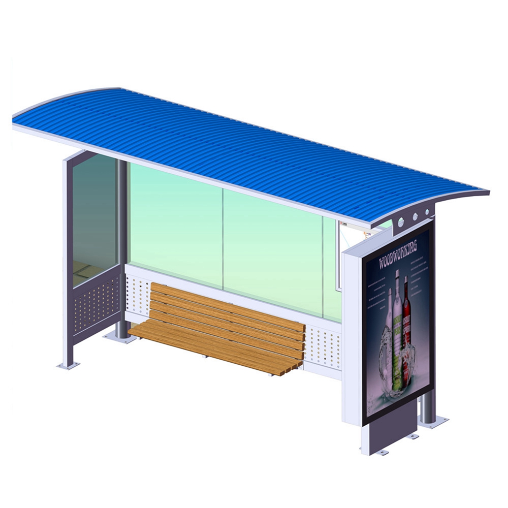 YR-BS-0023 Outdoor stainless steel bus shelter stop station